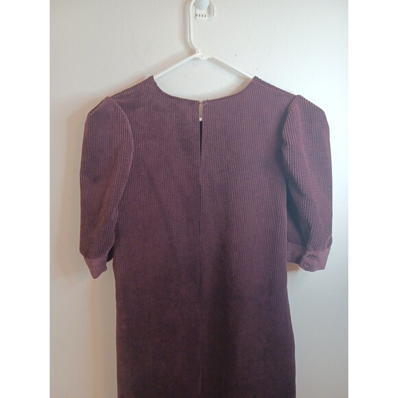 Who What Wear Babydoll Corduroy Dress Large Dark Red Maroon Pockets Puff Sleeve - Picture 9 of 9